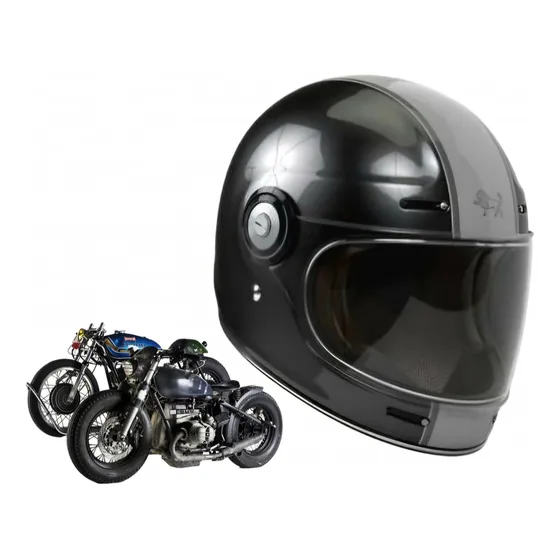 Casco Moto Retro Vintage Café Racer Bobber Fibra Vidrio