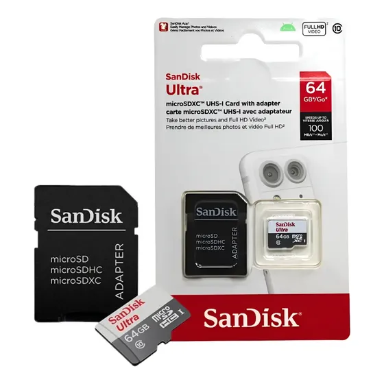 Cartão De Memória Sandisk Ultra 100mb/s 64gb P/câmeras Wi-fi