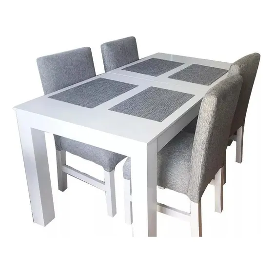 Juego De Comedor Mesa Blanca + 4 Sillas 