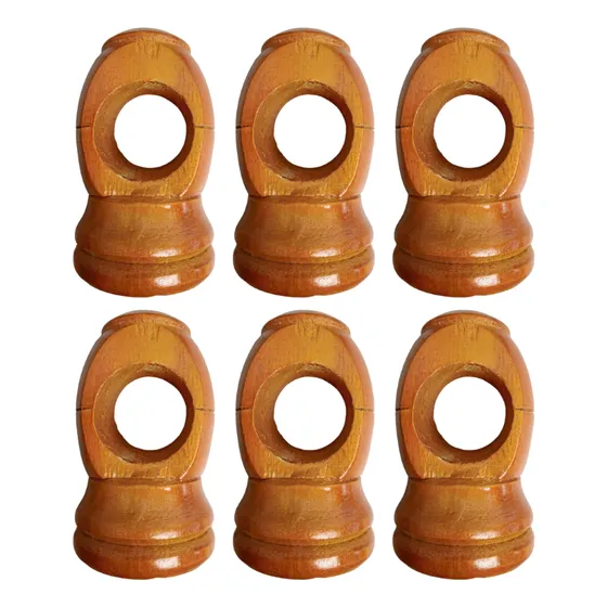 Soporte Bolillero Sencillo Para Cortina Madera Miel Pack X6
