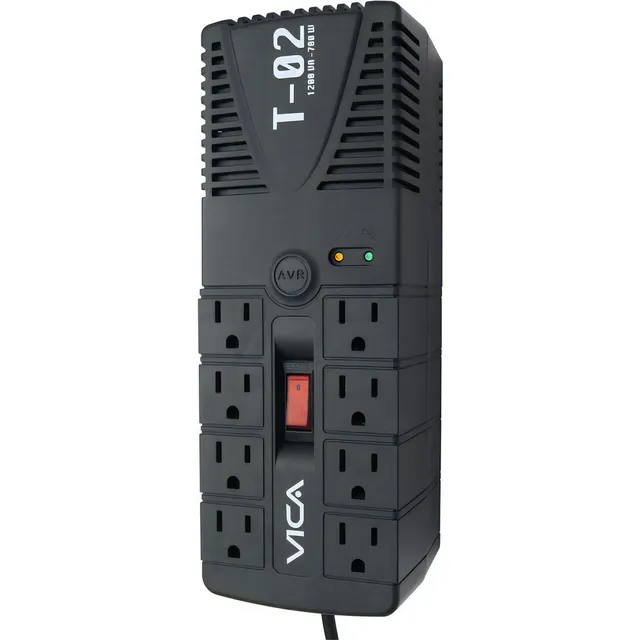 Regulador Vica T-02 1200VA 700W 8 Contactos Color Negro