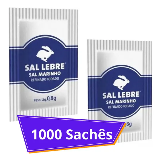 Sal Refinado Lebre Caixa 800g 1000 Unidades