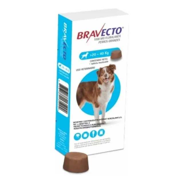 Bravecto Anti Pulgas Y Garrapatas Perro 20 A 40 Kg Original