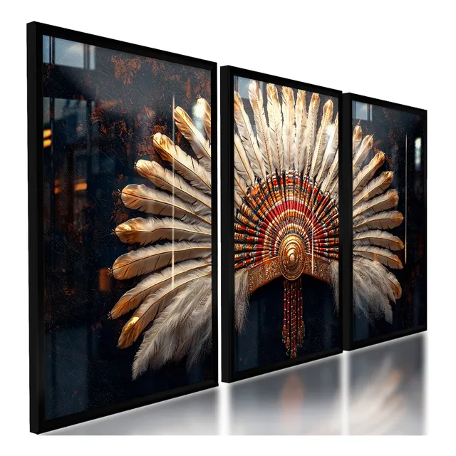 Quadros Decorativos Cocar Indígena Índio Temático 122x60