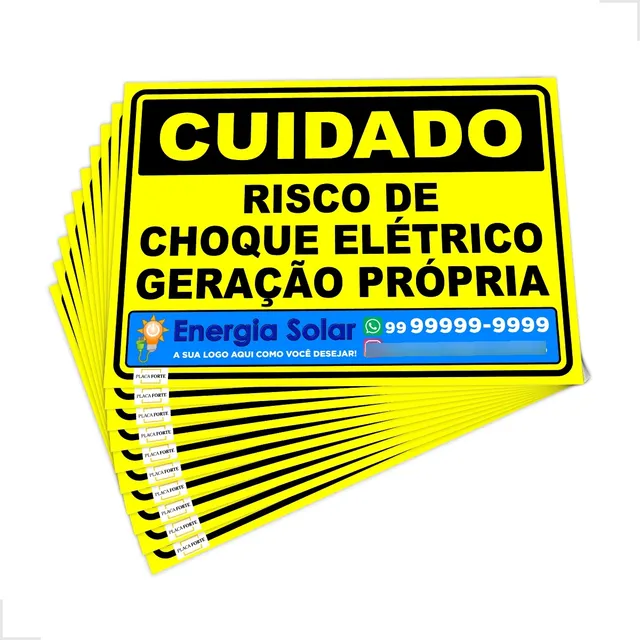 10 Placas Geração Própria De Energia 25x18 Com Logo