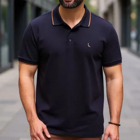 Masculino Reserva Polo Enxuto Friso Unico Preto Liso G