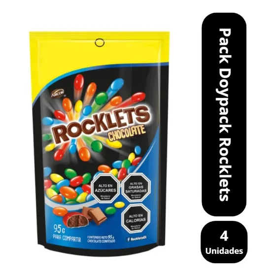 rocklets Rocklets Arcor chocolate con sin agregado doypack 95 g pack x 4