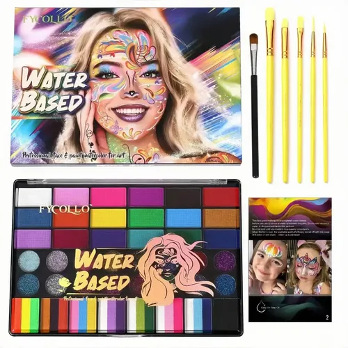 Pintacaras Infantil De 42 Colores – Kit De Maquillaje Facial Y Corporal Con 8 Pinceles, Hipoalergénico Y Lavable, Ideal Para Halloween Y Fiestas