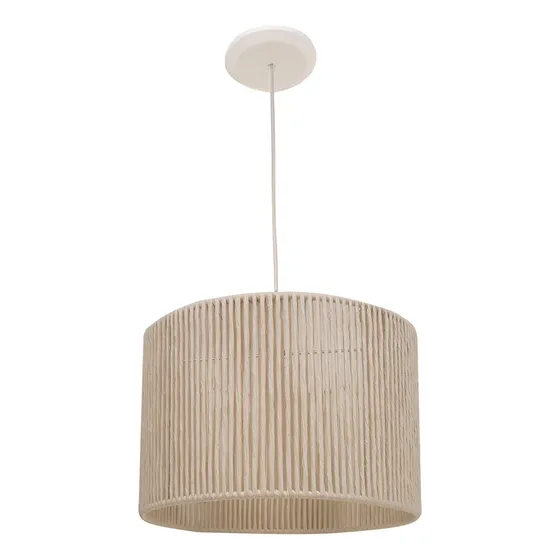 Lampara Colgante Hilo, Yute 1 Luz - 30cm Estructura Algodon Crudo