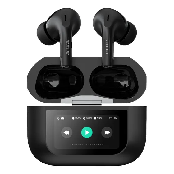 Auriculares In-ear Inalámbricos Aiwa Awtwsgprob Con Cancelación De Ruido Negro