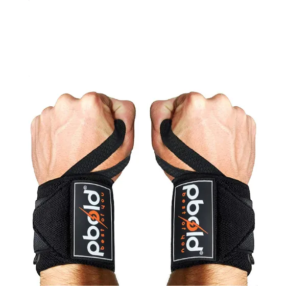 Muñequeras Deportivas Pbold Gym Vendas Entrenamiento Crossfit Levantamiento De Pesas Mancuernas Barras Calistenia Straps Correa Soporte De Muñeca Color Negro Puro
