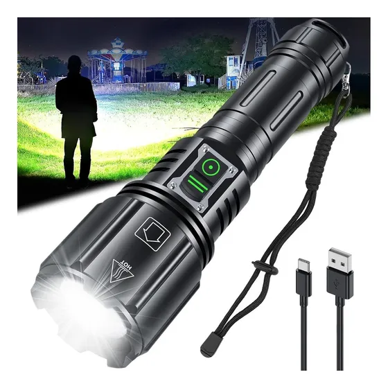 Lanterna Led Recarregável 120000 Lumens Xhp160 Lanterna
