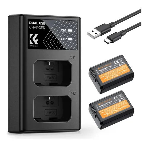 Bateria E Carregador De Slot Duplo Para Sony Zv-e10 A6500 A6