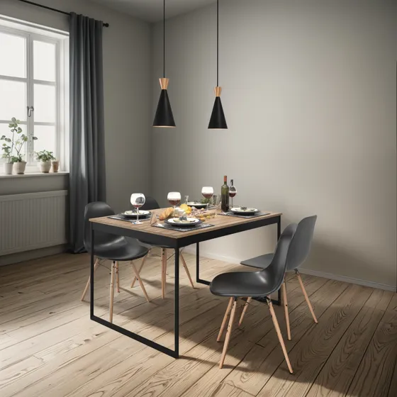 Set Mesa De Jantar 120x90 Completa + 4 Eames Estilo Vintage
