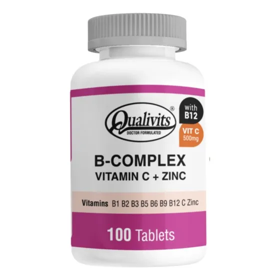 B-complex Vitamin C + Zinc 100 Tabletas Qualivits