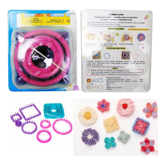 Kit Telar Para Flores Circular Cuadrado Hexagona Flower Loom