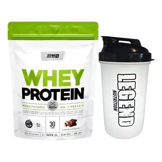 Star Nutrition Whey Protein 2 Lb 908g Sabor Chocolate Suizo Vaso Legend 600ml