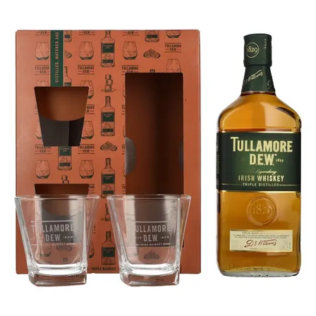 Pack Whiskey Irlandes Tullamore Dew + 2 Vasos