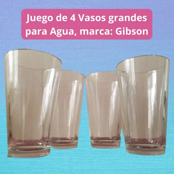 Set 4 Vasos Grandes De Agua, Marca Gibson