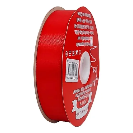 Fita De Cetim Trader 22mm Nº05 Com 50 Metros Seda Poliéster Cor 026 Vermelho