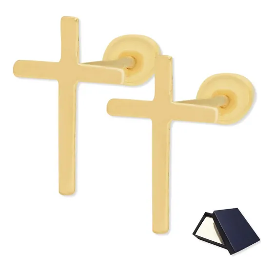 Aretes Broqueles Aretes Cruz 10k 8x6mm Oro Puro 10k Bebe Mujer Dama Bebe Niña 10k Oro 10k Broqueles Piercing Perforación Oro Puro 10k Aretes Regalo Joyería Fina Oro 10k Regalo Oro Aretes 10 Kilates
