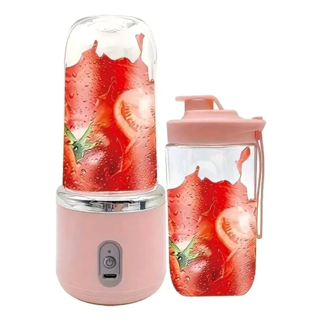 Licuadora Portátil Doble Vaso De Plástico 400ml, 6 Cuchillas