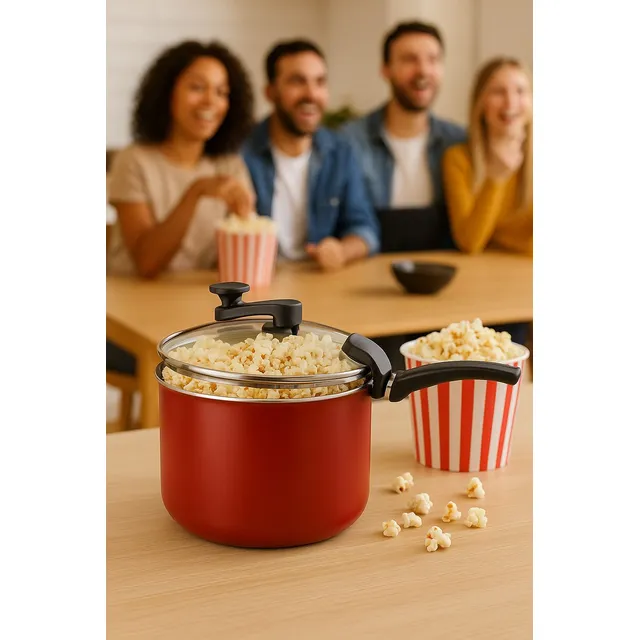 Pipoqueira Antiaderente Cozillar 4,5 Litros Tampa De Vidro