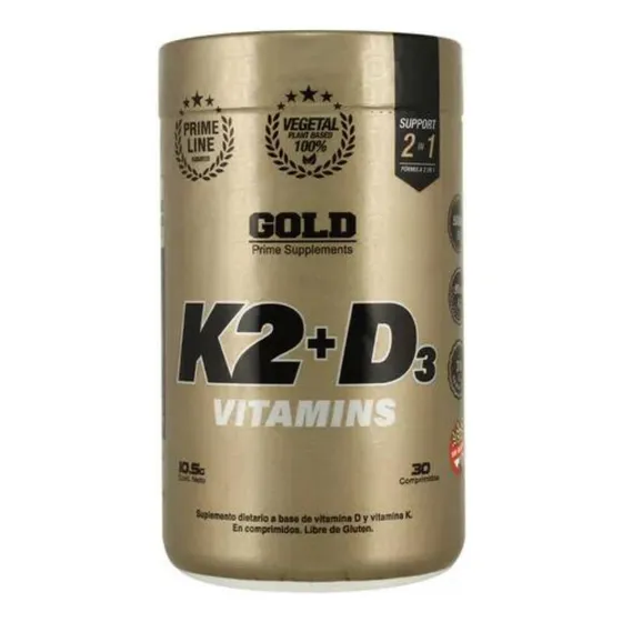 Suplemento Vitaminas K2 + D3 Vegetal Gold Nutrition 30 Caps