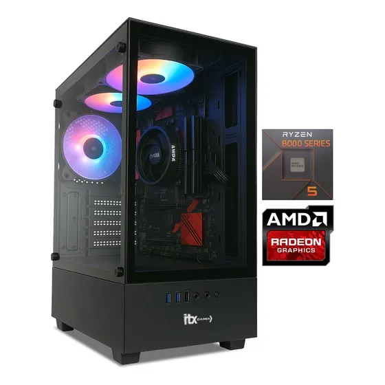 Pc Itx Gamer Arena Setup Amd Ryzen 5 8500g, Mem 16gb, 480gb