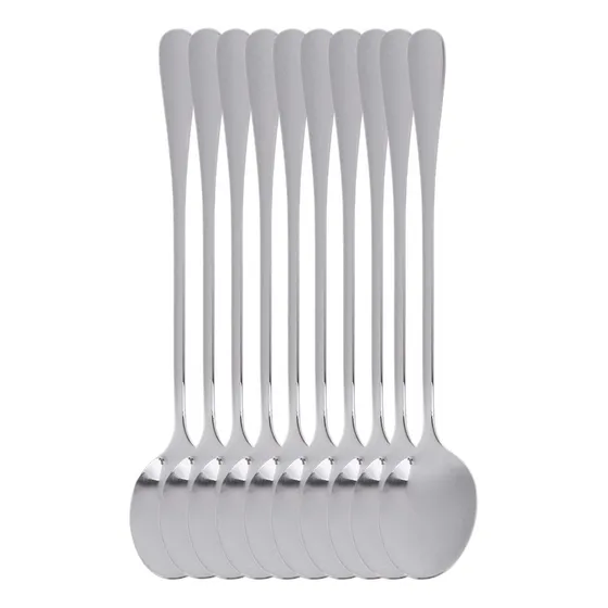 Cucharas De Acero Inoxidable 10pcs Cubiertos De Mango Largo
