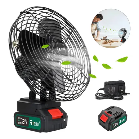 Ventilador De Acampamento Portátil Recarregável Com Bateria Preto