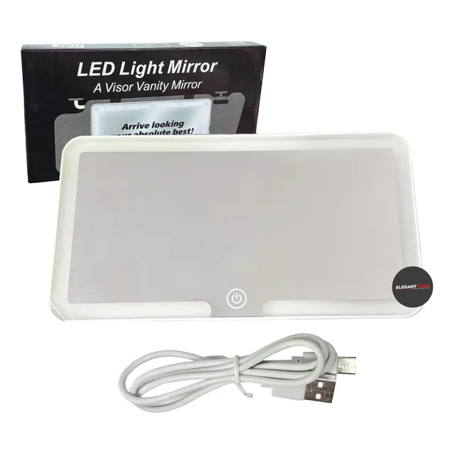 Espejo Retrovisor Con Led Para Visera De Auto Recarglable