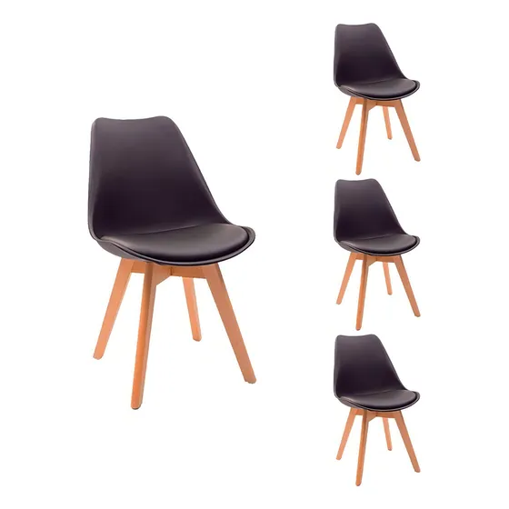 Silla de comedor Tienda El Garage Eames acolchada color negro x 4 unidades