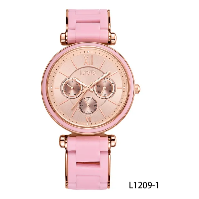 Reloj Mujer Loix® L1209-1 Oro Rosa Con Rosado, Tablero Rosa