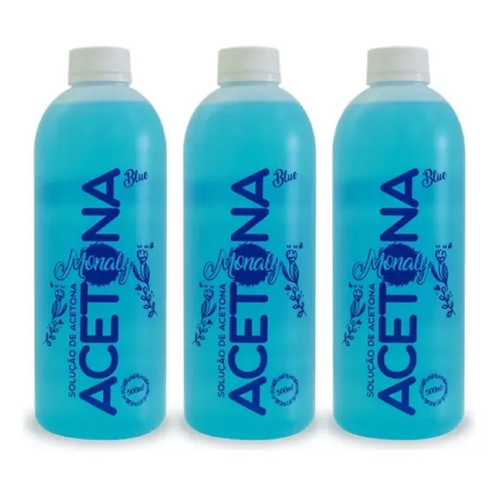 Kit C/3 Removedor De Esmalte Acetona Monaly 500 Ml