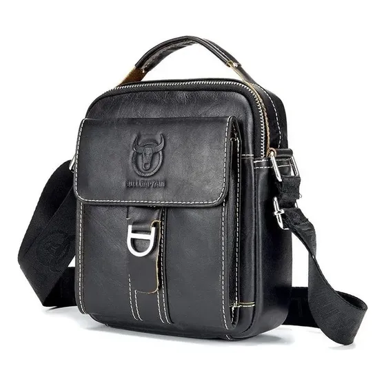 Bullcaptain - Morral De Cuero Mate Djb-038-bk Negro