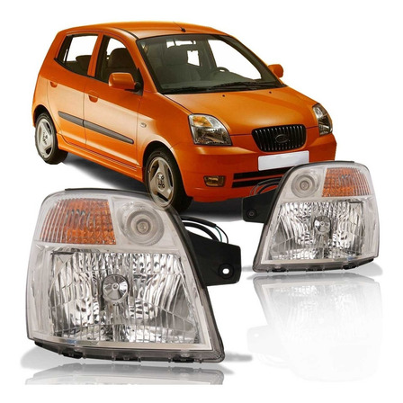 Farol Principal Kia Picanto 05 06 07 08 Máscara Cromada Farol Principal Kia Picanto 05 06 07 08 Máscara Cromada
