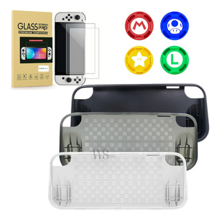 Case Capa Tpu Nintendo Swicth Oled+ Pelicula Vidro+ 4 Grips Case Capa Tpu Nintendo Swicth Oled+ Pelicula Vidro+ 4 Grips