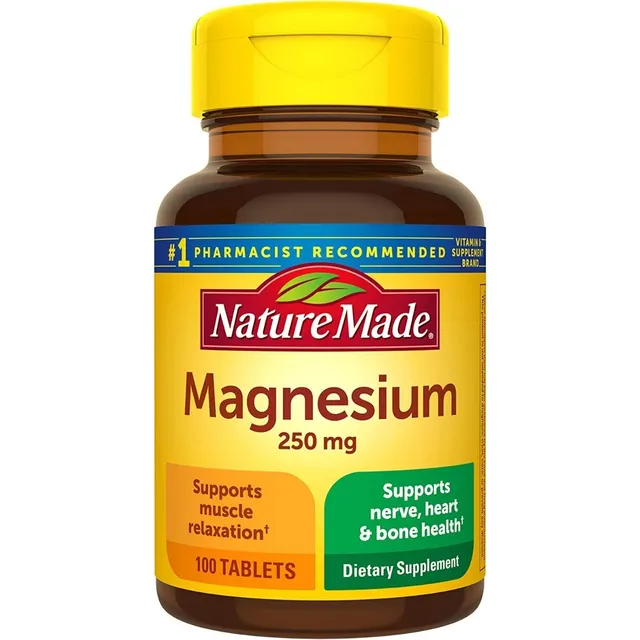 Nature Made Magnesio 250 Mg Huesos Fuertes 100 Tabletas Sabor Sin Sabor