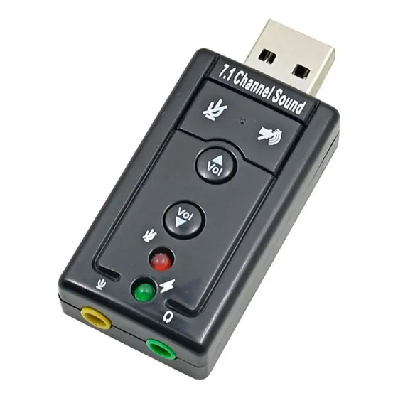 Placa Sonido Usb Externa Grabar 7.1 Pc Tarjeta Sonido Ditron Color Negro