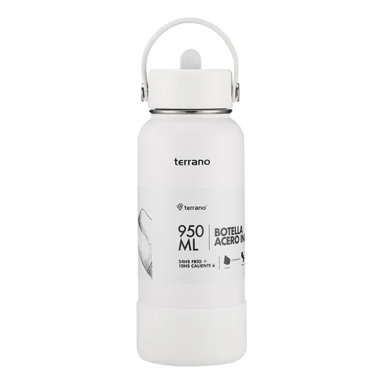 Botella Térmica Terrano 950ml. C/pico. Y Accesorios Color Blanco