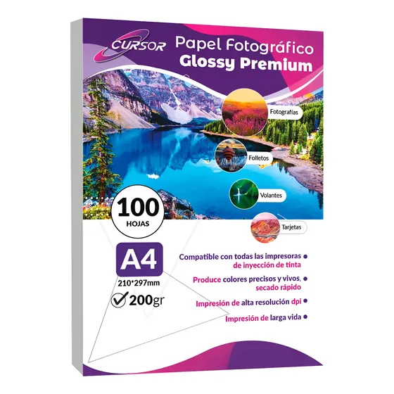 Papel Fotografico Glossy/brillante A4 200gr 100hjs
