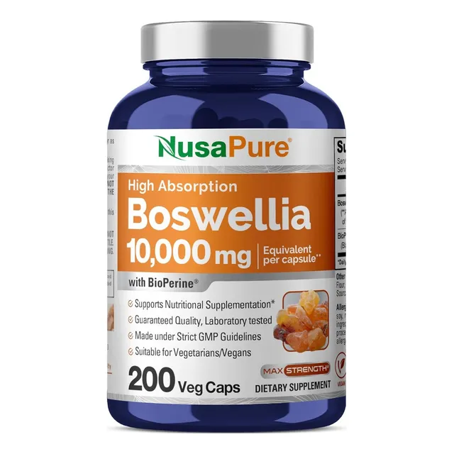 Boswellia Serrata 10000 Mg Nusapure 200 Cápsulas Sin Sabor