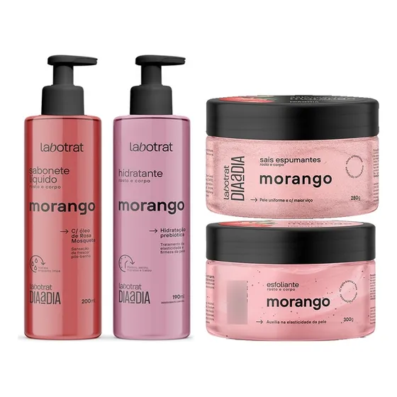 Kit Banho Perfumado Morango Labotrat Dia A Dia Corpo E Rosto