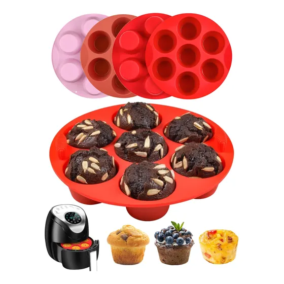 Molde Para Muffins Silicona 6x4cm Apto Horno 7 Porciones Color