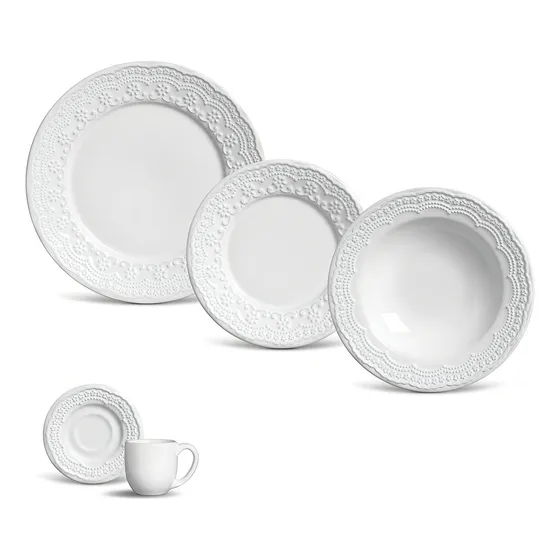Aparelho De Jantar 20 Pcs Madeleine Branco Porto Brasil
