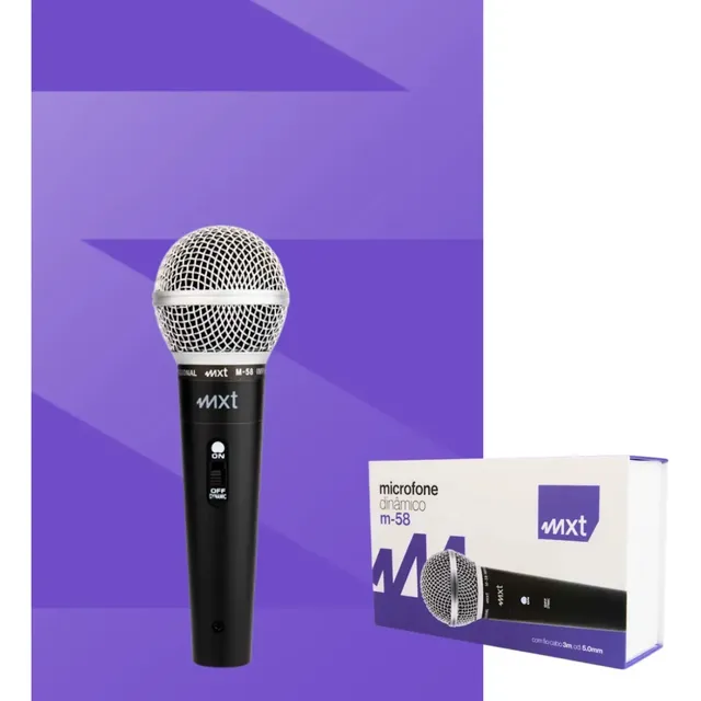 Microfone Mxt M-58 Dinâmico Cardioide Cor Preto