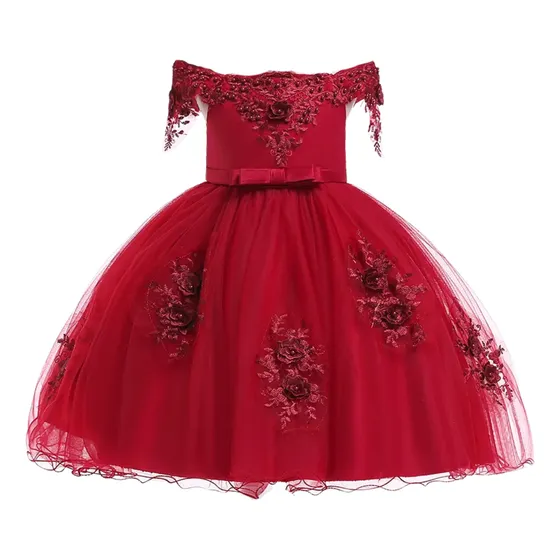 Vestido De Niña Isabella - Bordó