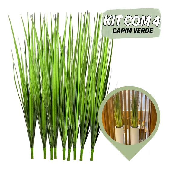 Kit 4 Capim Vanila Folhagem Artificial Capim Verde Realista