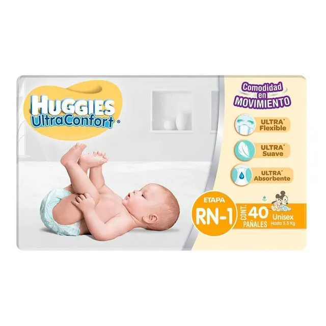 Huggies ultraconfort pañales recién nacido unisex 40 P